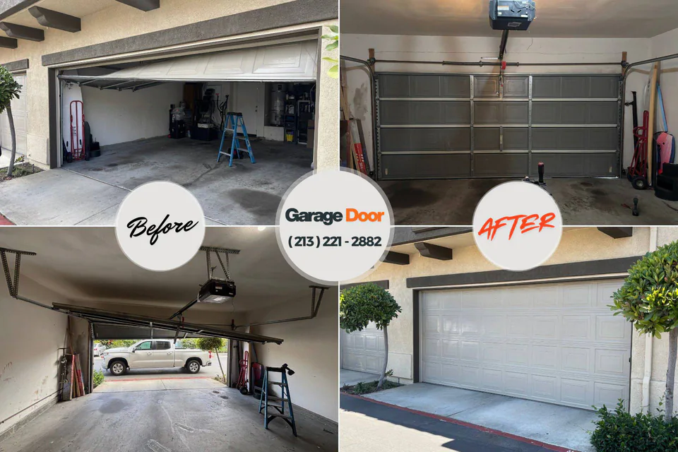 Before and after: garage door repair Baldwinsville, NY